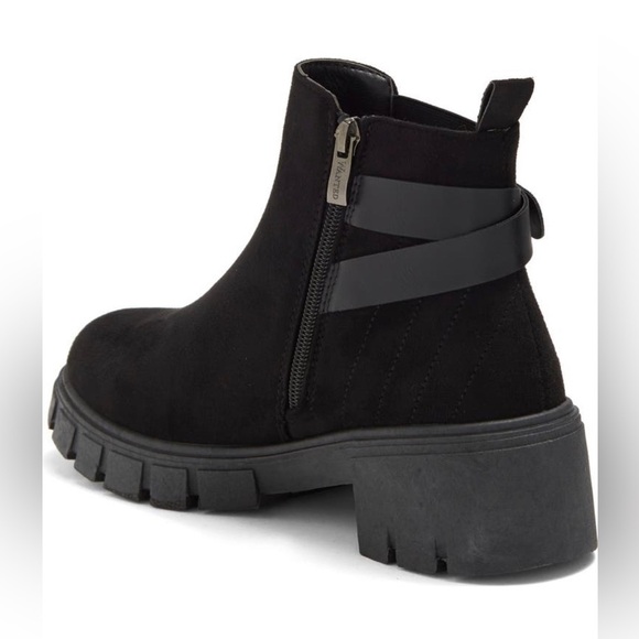 WANTED FOOTWEAR CINDER LUG SOLE CHELSEA BLACK SUEDE BOOTIES SIZE 10 M - Picture 2 of 6